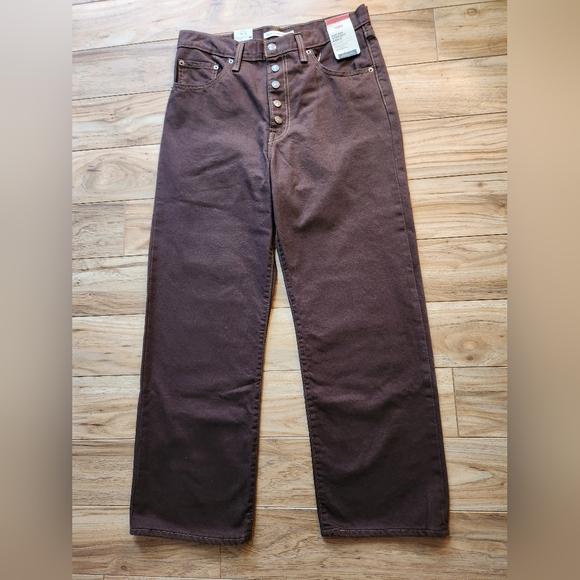 NEW Levi’s Ribcage Straight Ankle Ultra High Rise Jeans Brown Women's 30 - Picture 2 of 10